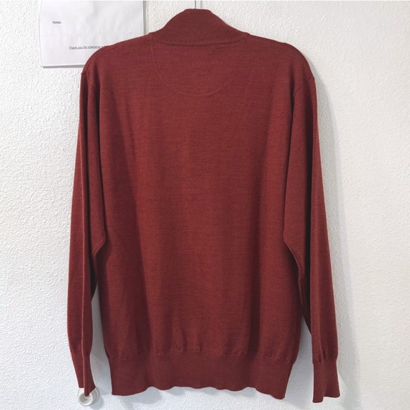 ORVIS Sweater Mens M Rust Brown Merino Wool 1/4 Zip Pullover Classic City - Picture 3 of 6